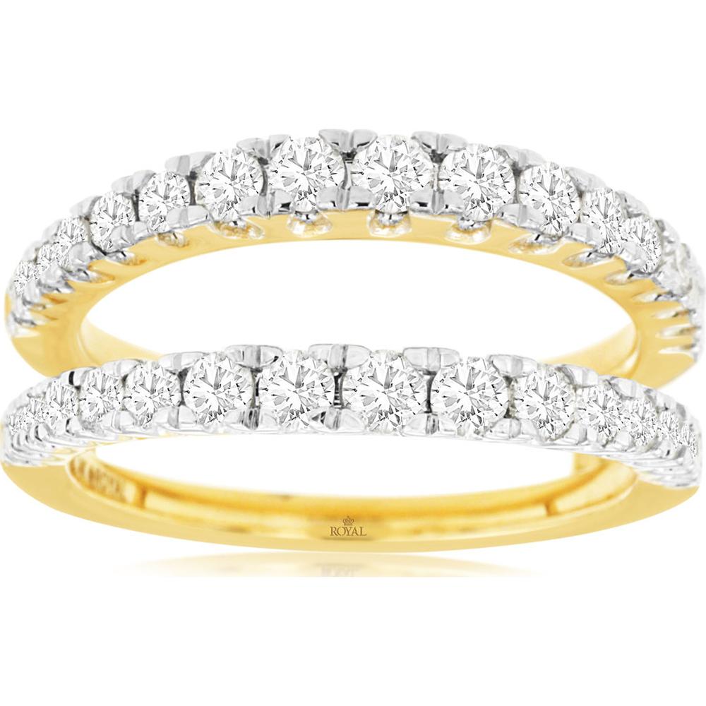 14K Yellow Gold Diamond Insert Ring with Prong Set Diamonds - 0.98 Carats Total Diamond Weight