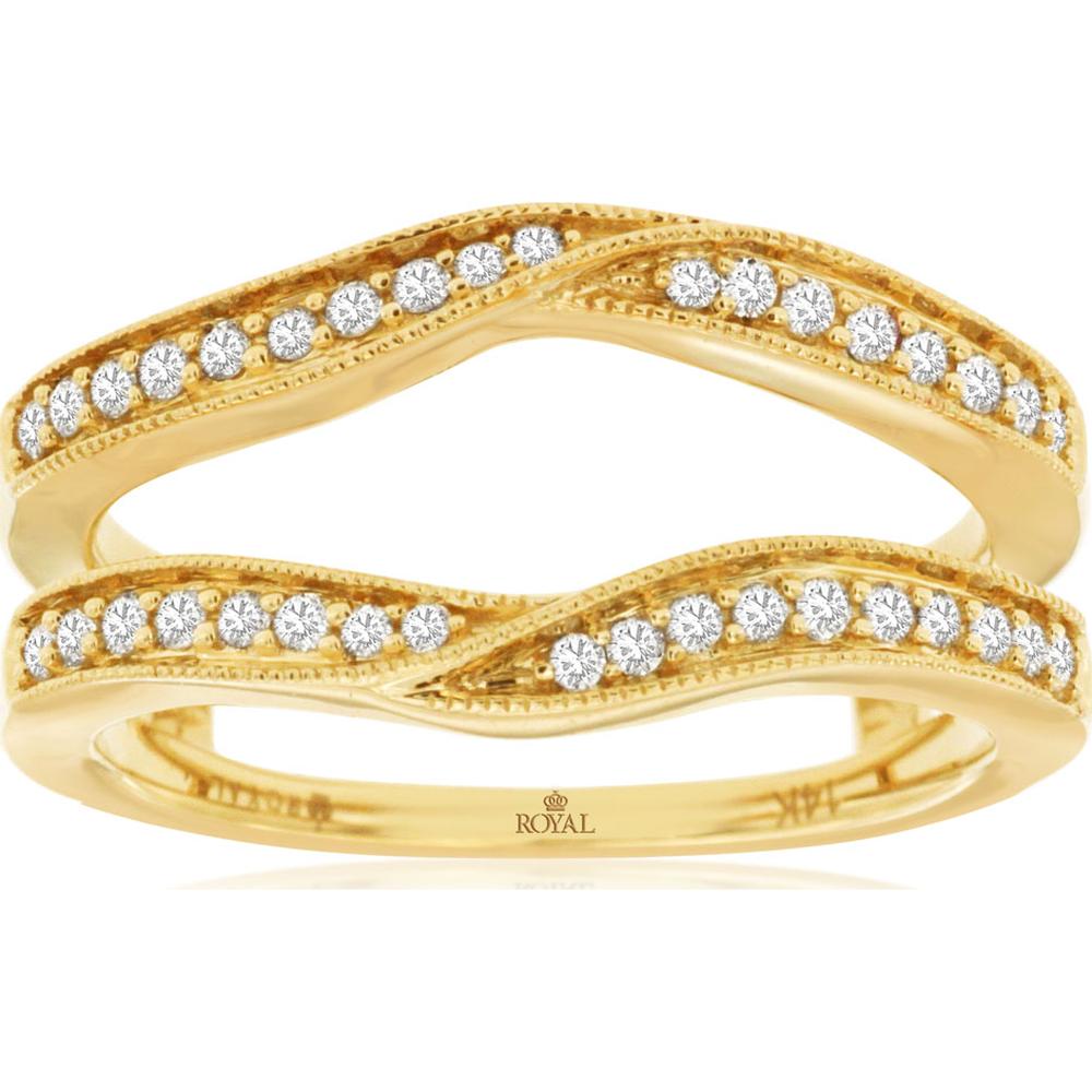 14K Yellow Gold Diamond Insert Ring with Round Brilliant Channel Set Diamonds - 0.25 Carat Total Diamond Weight - Royal Jewelry