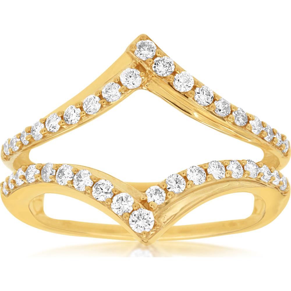 14K Yellow Gold Diamond Insert Ring with Round Brilliant Cut Stones - 0.50 Carat Total Diamond Weight - Royal Jewelry