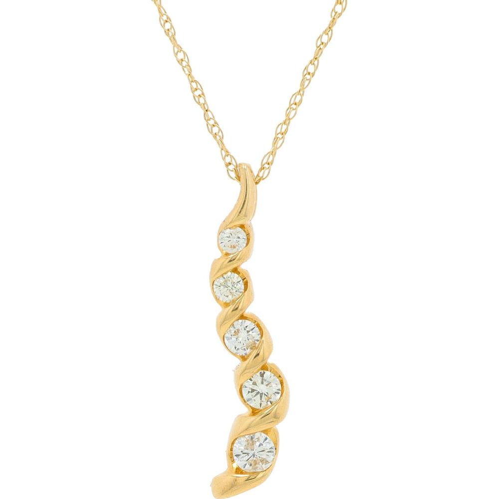 14K Yellow Gold Diamond Journey Pendant - 0.25 Carat Total Diamond Weight
