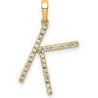 14K Yellow Gold Diamond "K" Initial Pendant - 0.30 Carat Total Diamond Weight by Oro Pregiato