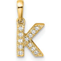 14K Yellow Gold Diamond "K" Initial Pendant with Pave Set Diamonds by Oro Pregiato