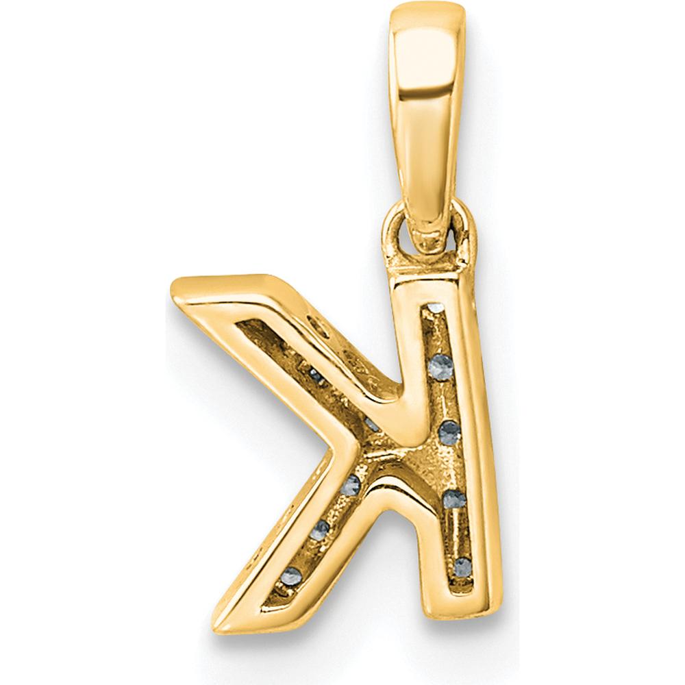 14K Yellow Gold Diamond "K" Initial Pendant with Pave Set Diamonds by Oro Pregiato