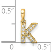 14K Yellow Gold Diamond "K" Initial Pendant with Pave Set Diamonds by Oro Pregiato