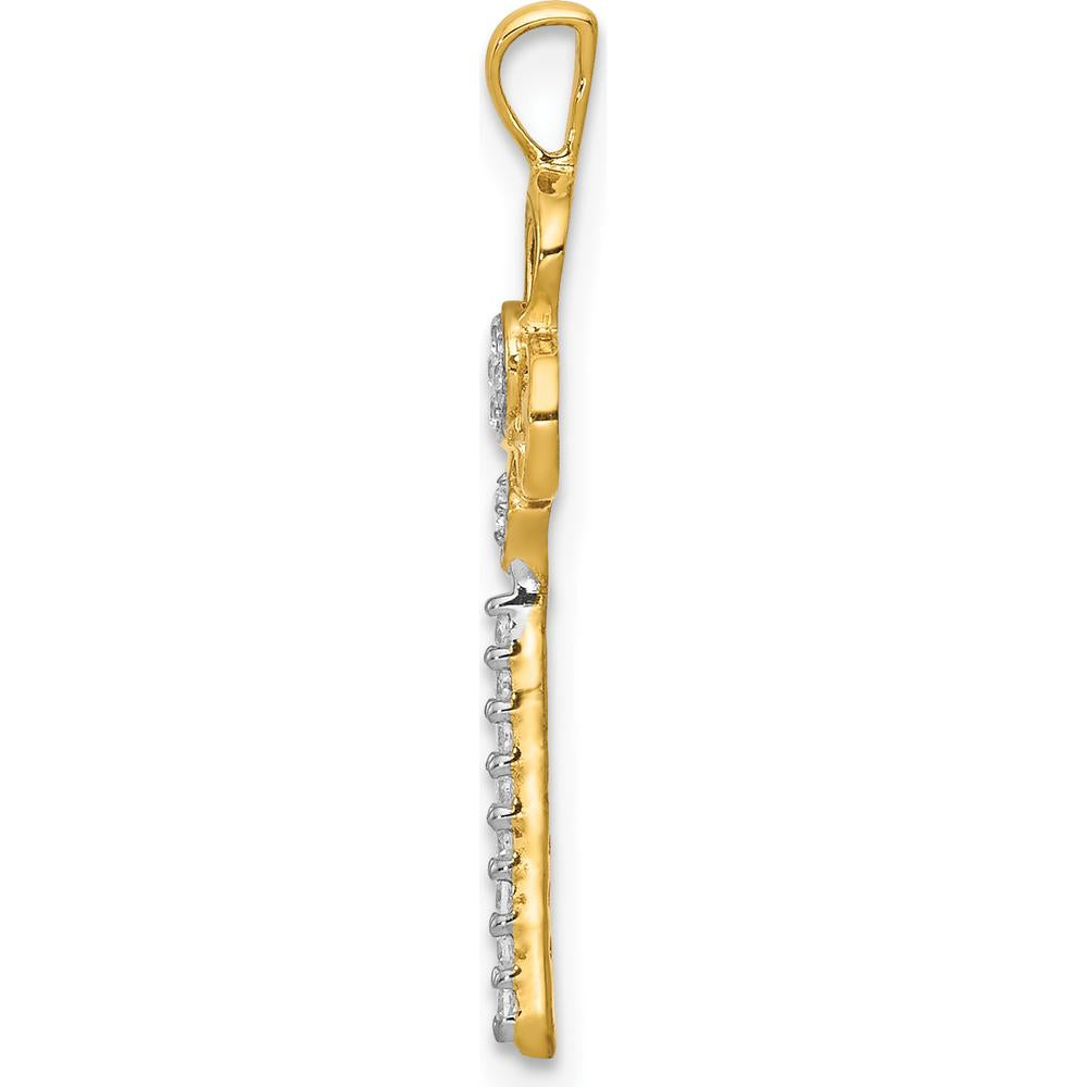 14K Yellow Gold Diamond Key Pendant with Round Diamonds - 1/15 Carat Total Diamond Weight by Monteluci Fine Jewelry
