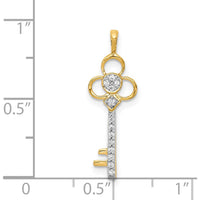 14K Yellow Gold Diamond Key Pendant with Round Diamonds - 1/15 Carat Total Diamond Weight by Monteluci Fine Jewelry