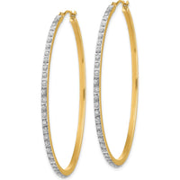 14K Yellow Gold Diamond Large Round Hinged Hoop Earrings - 0.010 Carats Total Diamond Weight by Monteluci Fine Jewelry