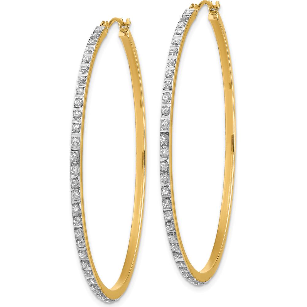 14K Yellow Gold Diamond Large Round Hinged Hoop Earrings - 0.010 Carats Total Diamond Weight by Monteluci Fine Jewelry