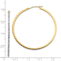 14K Yellow Gold Diamond Large Round Hinged Hoop Earrings - 0.010 Carats Total Diamond Weight by Monteluci Fine Jewelry