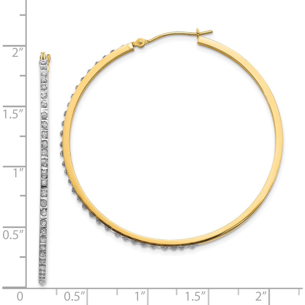 14K Yellow Gold Diamond Large Round Hinged Hoop Earrings - 0.010 Carats Total Diamond Weight by Monteluci Fine Jewelry