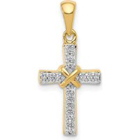 14K Yellow Gold Diamond Latin Cross Pendant - 1/6 Carat Total Diamond Weight by Monteluci Fine Jewelry