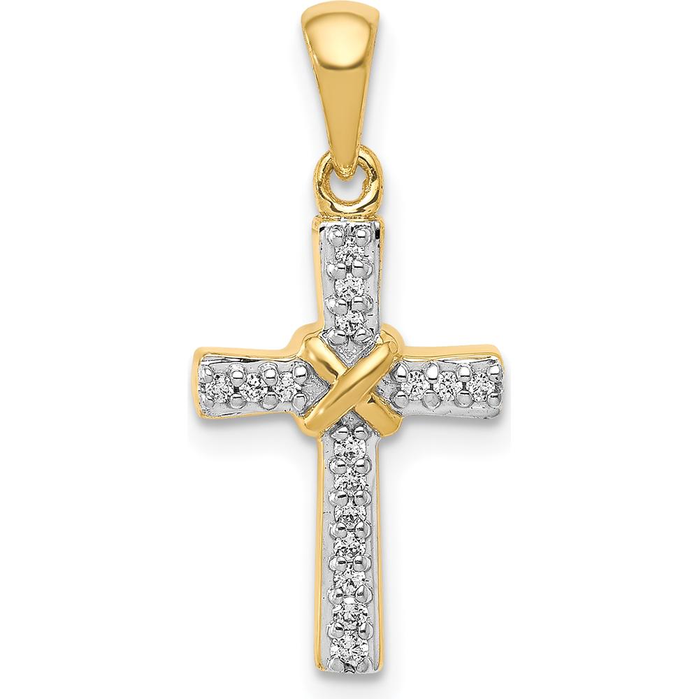 14K Yellow Gold Diamond Latin Cross Pendant - 1/6 Carat Total Diamond Weight by Monteluci Fine Jewelry