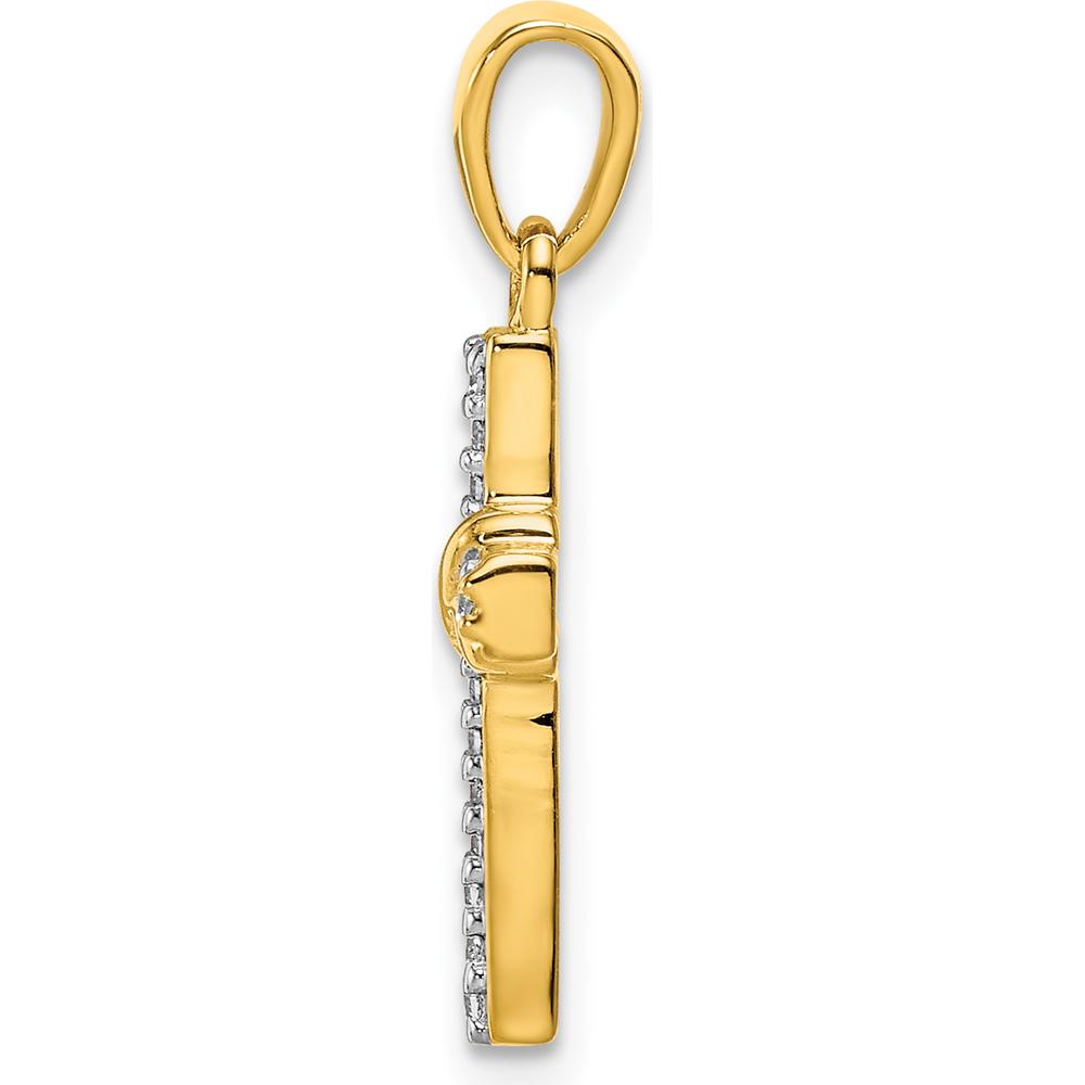 14K Yellow Gold Diamond Latin Cross Pendant - 1/6 Carat Total Diamond Weight by Monteluci Fine Jewelry