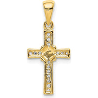 14K Yellow Gold Diamond Latin Cross Pendant - 1/6 Carat Total Diamond Weight by Monteluci Fine Jewelry