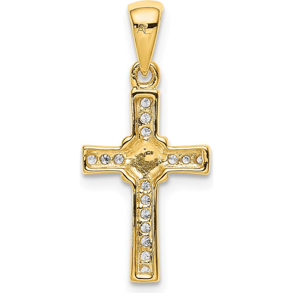 14K Yellow Gold Diamond Latin Cross Pendant - 1/6 Carat Total Diamond Weight by Monteluci Fine Jewelry