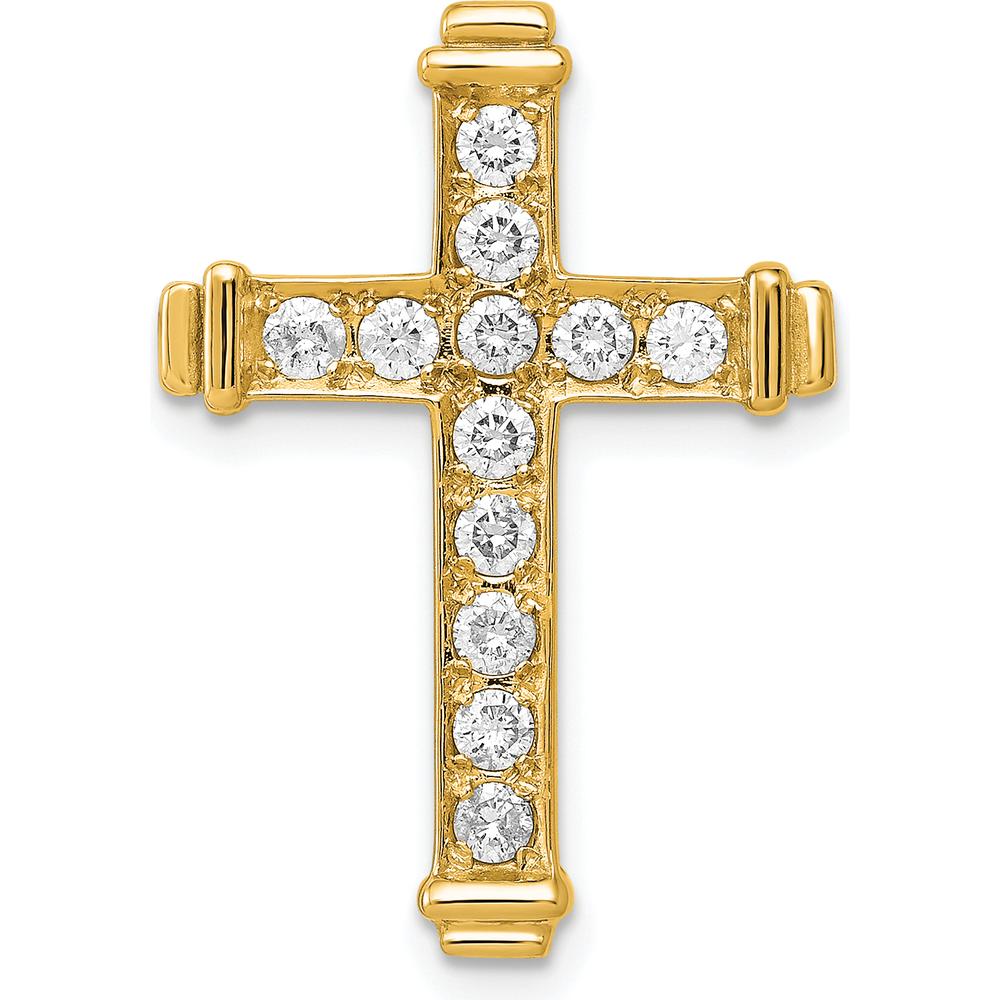 14K Yellow Gold Diamond Latin Cross Slide Pendant - 3/8 Carat Total Diamond Weight by Monteluci Fine Jewelry