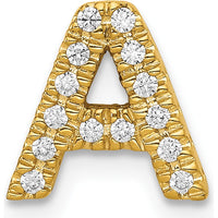 14K Yellow Gold Diamond Letter A Charm with 14 Round Diamonds - 0.008 Carat Total Diamond Weight by Oro Pregiato