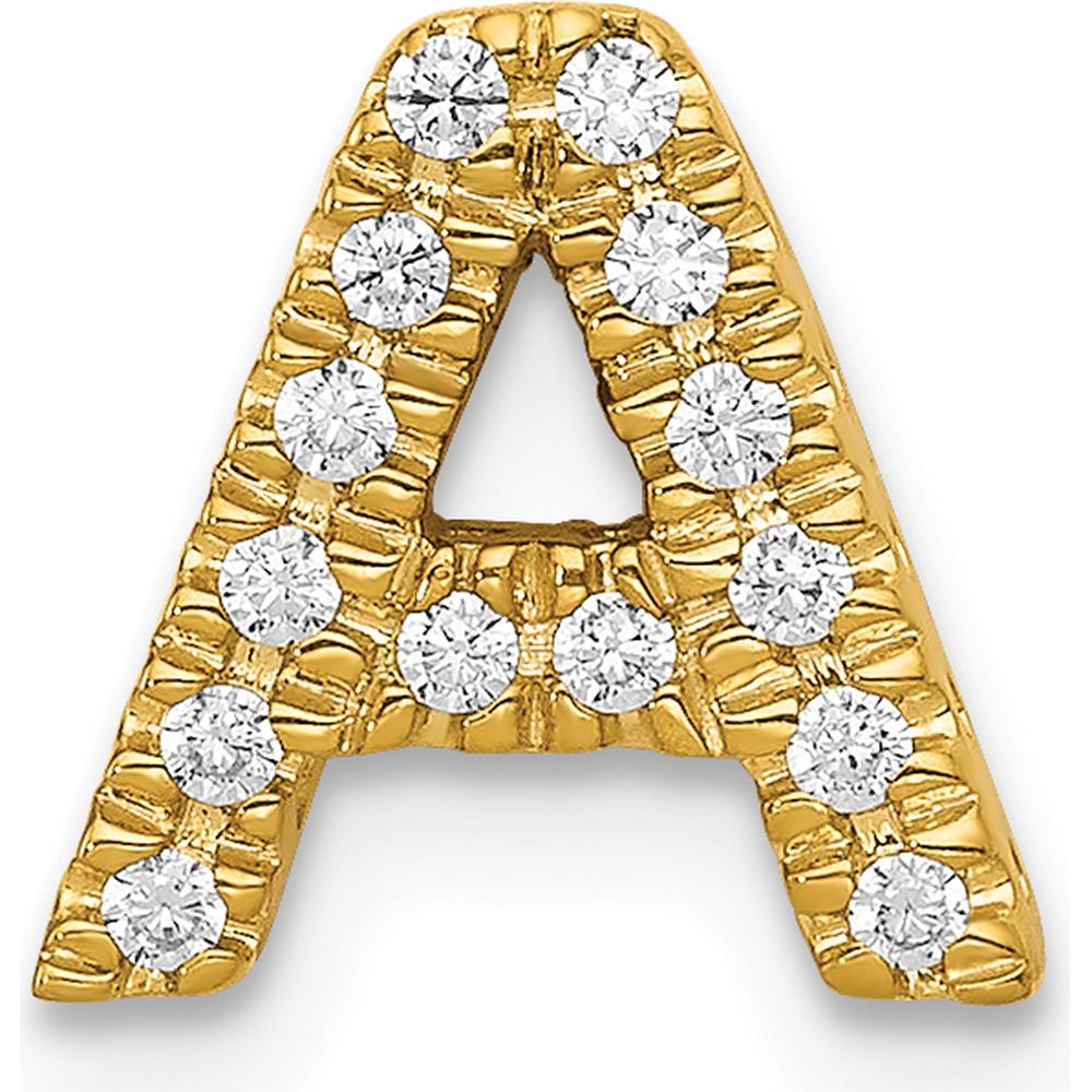 14K Yellow Gold Diamond Letter A Charm with 14 Round Diamonds - 0.008 Carat Total Diamond Weight by Oro Pregiato