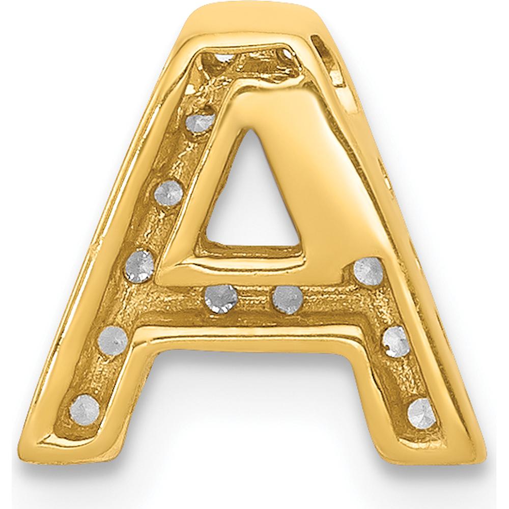 14K Yellow Gold Diamond Letter A Charm with 14 Round Diamonds - 0.008 Carat Total Diamond Weight by Oro Pregiato