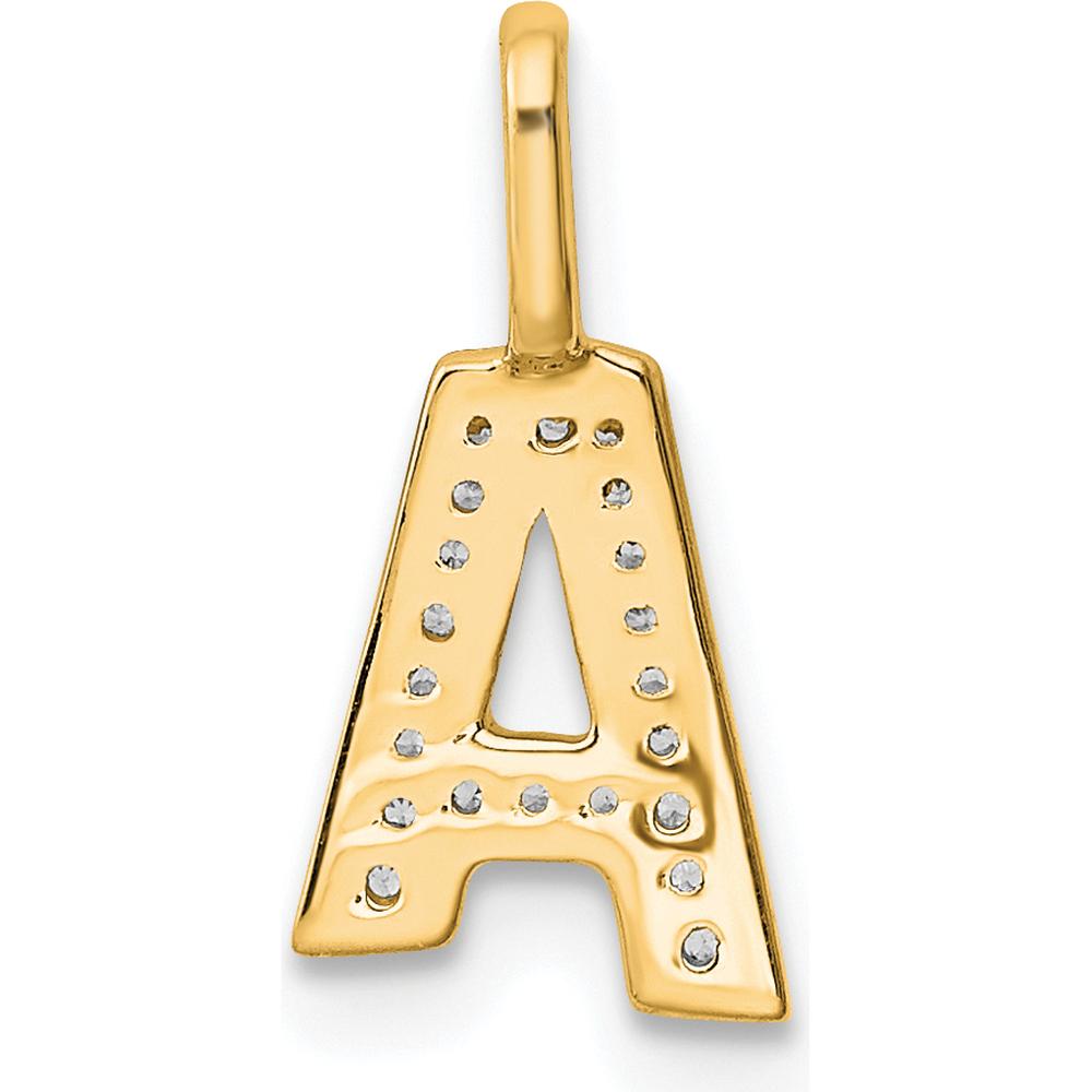 14K Yellow Gold Diamond Letter A Initial Pendant - Sparkling Diamond Accents by Oro Pregiato