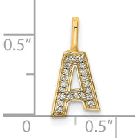 14K Yellow Gold Diamond Letter A Initial Pendant - Sparkling Diamond Accents by Oro Pregiato