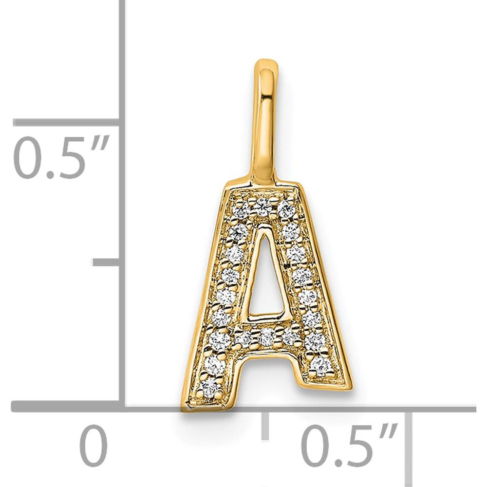14K Yellow Gold Diamond Letter A Initial Pendant - Sparkling Diamond Accents by Oro Pregiato
