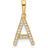 14K Yellow Gold Diamond Letter A Initial Pendant with Brilliant Diamonds by Oro Pregiato