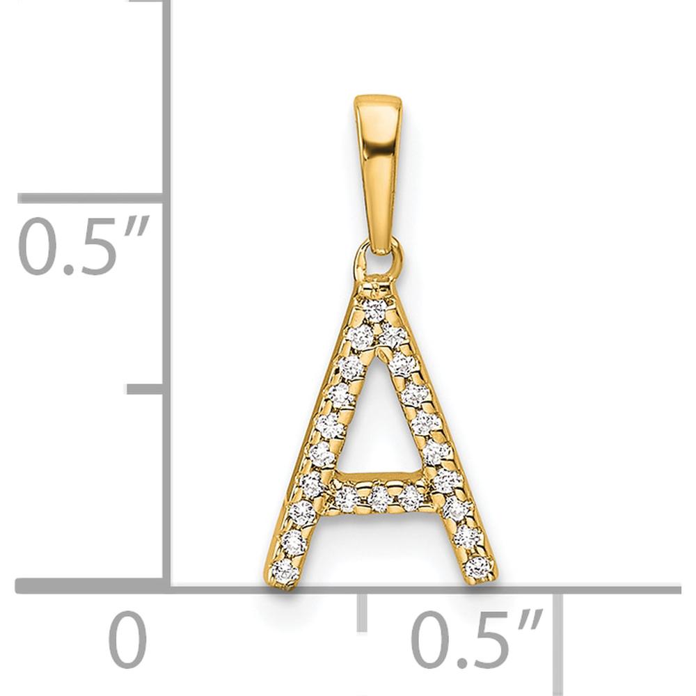 14K Yellow Gold Diamond Letter A Initial Pendant with Brilliant Diamonds by Oro Pregiato