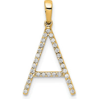 14K Yellow Gold Diamond Letter A Pendant with Pave Set Diamonds - 0.30 Carat Total Diamond Weight by Oro Pregiato