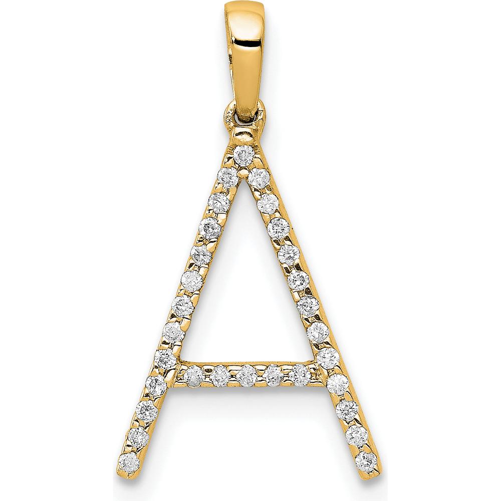 14K Yellow Gold Diamond Letter A Pendant with Pave Set Diamonds - 0.30 Carat Total Diamond Weight by Oro Pregiato