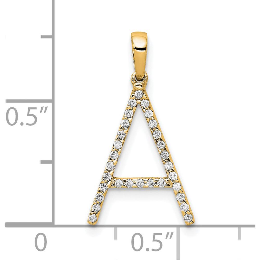 14K Yellow Gold Diamond Letter A Pendant with Pave Set Diamonds - 0.30 Carat Total Diamond Weight by Oro Pregiato