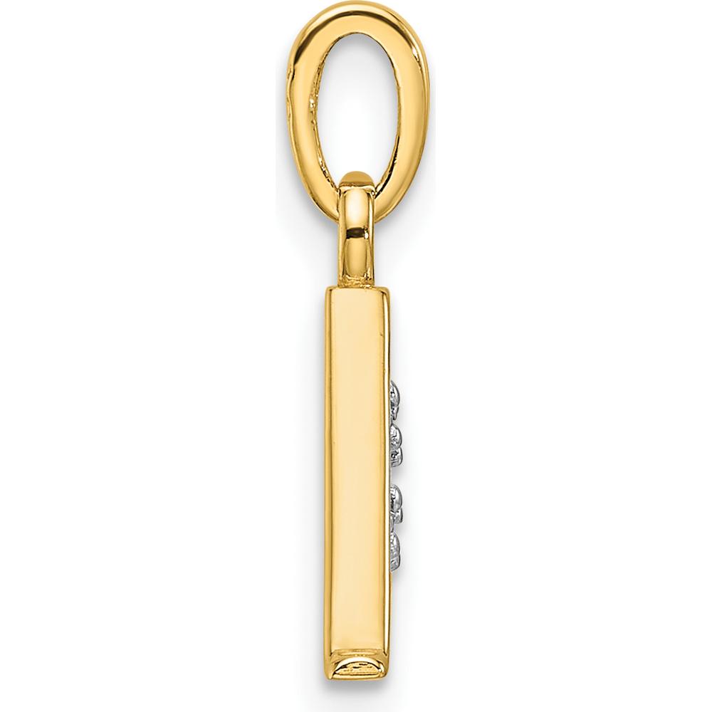 14K Yellow Gold Diamond Letter A Pendant with Rhodium Accents - 0.01 Carat Total Diamond Weight by Oro Pregiato