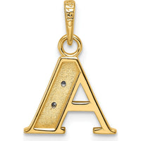 14K Yellow Gold Diamond Letter A Pendant with Rhodium Accents - 0.01 Carat Total Diamond Weight by Oro Pregiato
