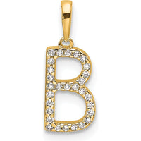 14K Yellow Gold Diamond Letter "B" Initial Pendant with Round Diamonds by Oro Pregiato