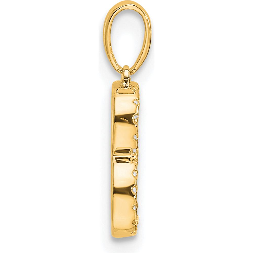 14K Yellow Gold Diamond Letter "B" Initial Pendant with Round Diamonds by Oro Pregiato