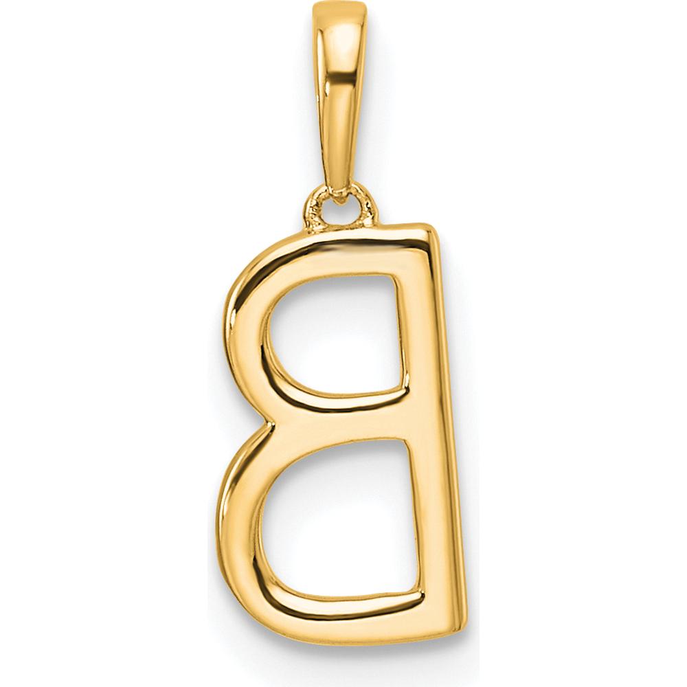 14K Yellow Gold Diamond Letter "B" Initial Pendant with Round Diamonds by Oro Pregiato