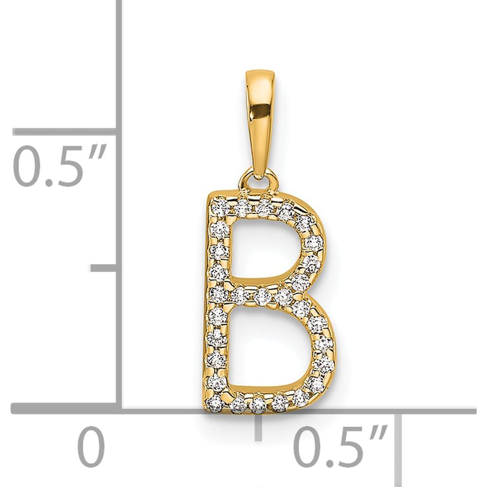 14K Yellow Gold Diamond Letter "B" Initial Pendant with Round Diamonds by Oro Pregiato