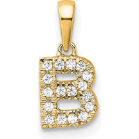14K Yellow Gold Diamond Letter B Pendant - 0.10 Carat Total Diamond Weight by Oro Pregiato