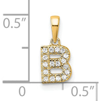 14K Yellow Gold Diamond Letter B Pendant - 0.10 Carat Total Diamond Weight by Oro Pregiato