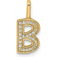 14K Yellow Gold Diamond Letter B Pendant Necklace with Round Diamonds - 0.25 Carat Total Diamond Weight by Oro Pregiato