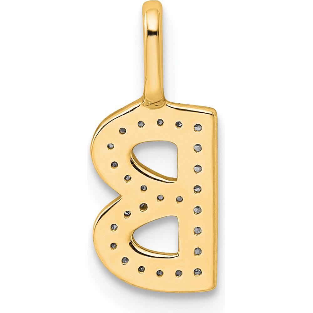 14K Yellow Gold Diamond Letter B Pendant Necklace with Round Diamonds - 0.25 Carat Total Diamond Weight by Oro Pregiato