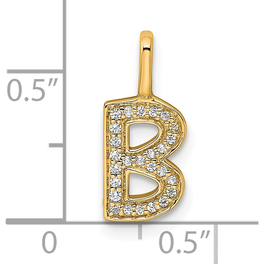 14K Yellow Gold Diamond Letter B Pendant Necklace with Round Diamonds - 0.25 Carat Total Diamond Weight by Oro Pregiato
