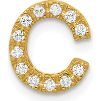14K Yellow Gold Diamond Letter C Initial Charm with 12 Round Diamonds - 0.01 Carat Total Diamond Weight by Oro Pregiato