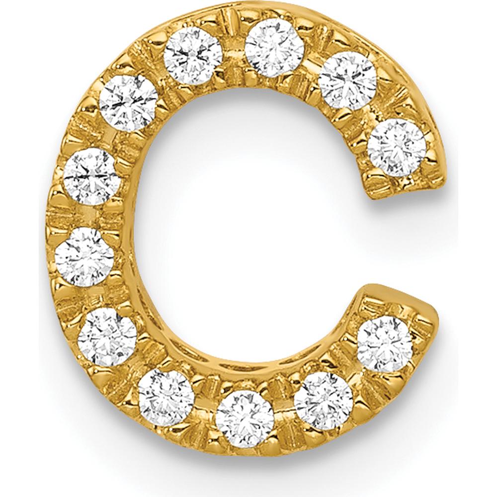 14K Yellow Gold Diamond Letter C Initial Charm with 12 Round Diamonds - 0.01 Carat Total Diamond Weight by Oro Pregiato