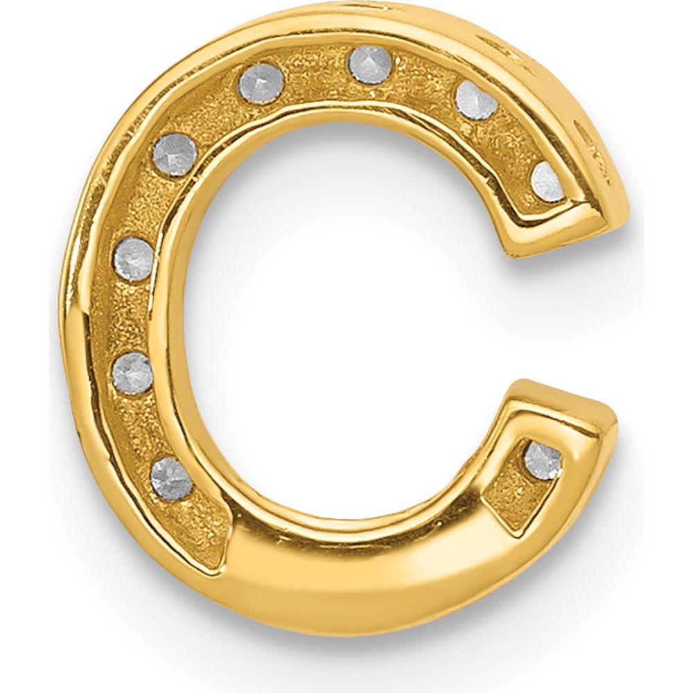14K Yellow Gold Diamond Letter C Initial Charm with 12 Round Diamonds - 0.01 Carat Total Diamond Weight by Oro Pregiato