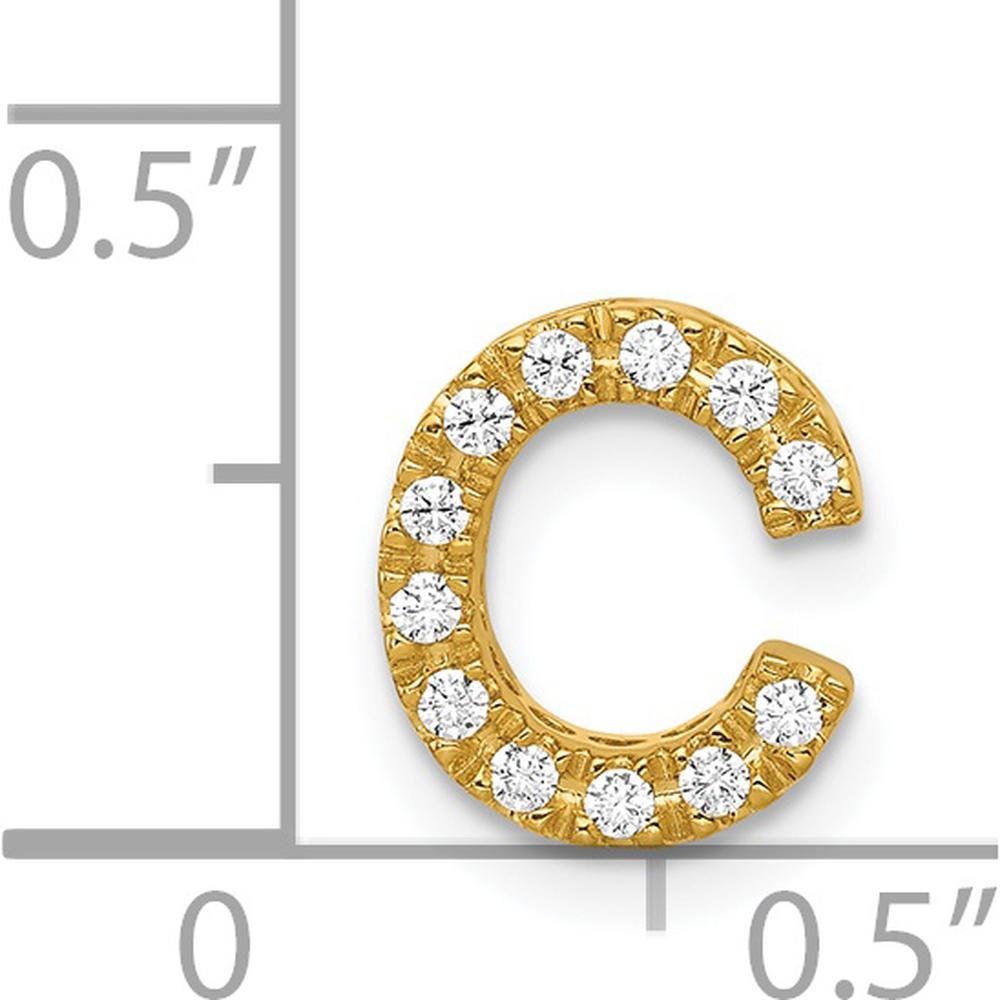 14K Yellow Gold Diamond Letter C Initial Charm with 12 Round Diamonds - 0.01 Carat Total Diamond Weight by Oro Pregiato