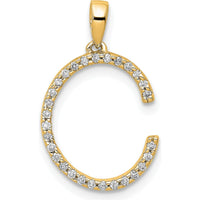 14K Yellow Gold Diamond Letter C Initial Pendant with 25 Round Diamonds - 0.12 Carat Total Diamond Weight by Oro Pregiato