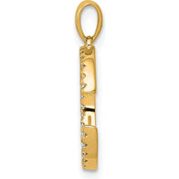 14K Yellow Gold Diamond Letter C Initial Pendant with 25 Round Diamonds - 0.12 Carat Total Diamond Weight by Oro Pregiato