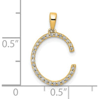 14K Yellow Gold Diamond Letter C Initial Pendant with 25 Round Diamonds - 0.12 Carat Total Diamond Weight by Oro Pregiato