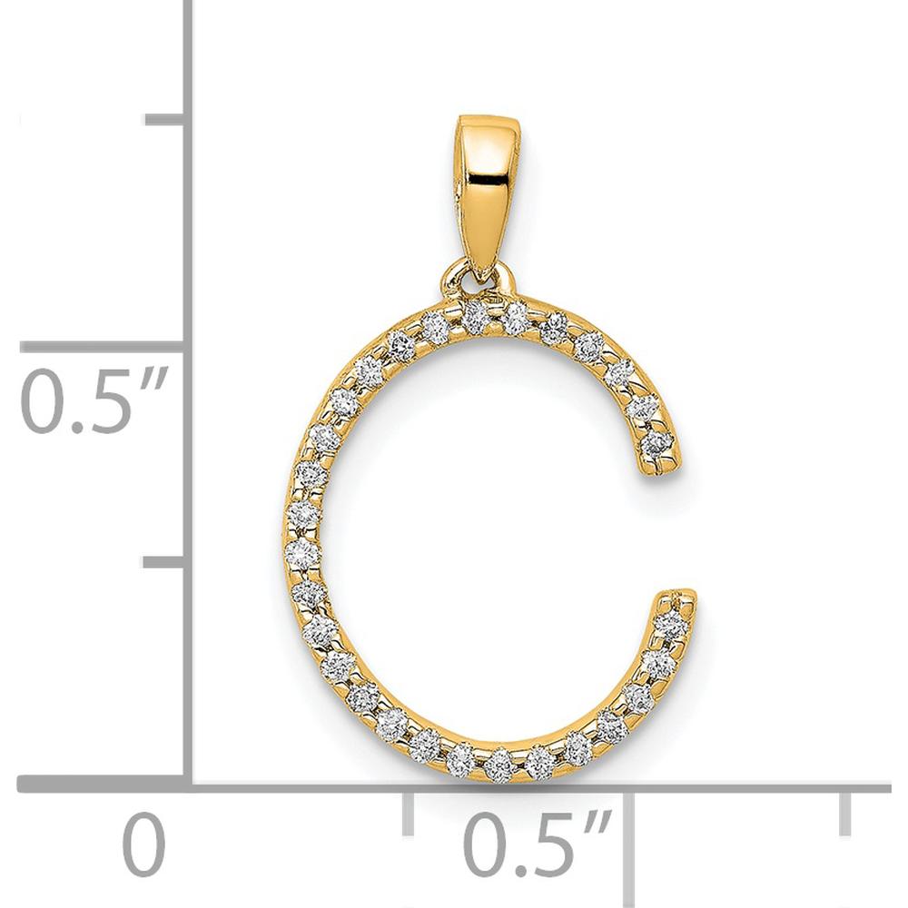 14K Yellow Gold Diamond Letter C Initial Pendant with 25 Round Diamonds - 0.12 Carat Total Diamond Weight by Oro Pregiato